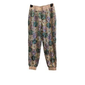 Eva Franco Multicolor Floral Sequin Joggers Sz XS